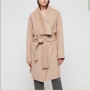 NWT! All Saints Adalee Wrap Coat Oatmeal Brown